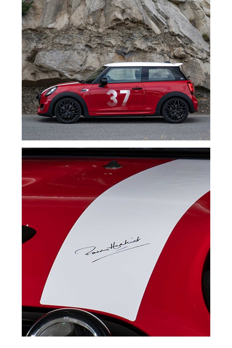 Paddy Hopkirk Mini Cooper and Trophies Poster 