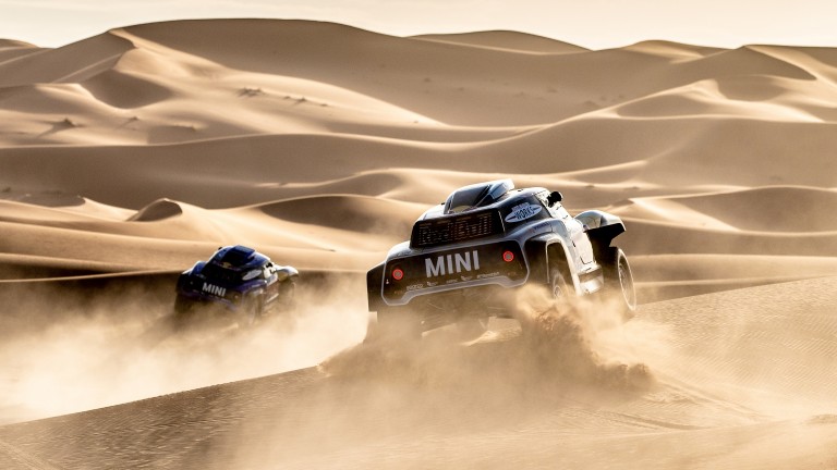 MINI John Cooper Works Buggy – rear view – driving through sand dunes