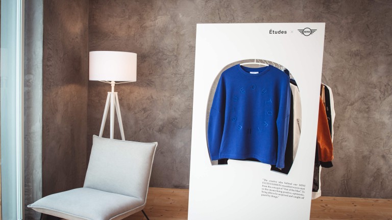 Sweatshirt by Études Studio for the MINI FLUID FASHION Capsule Collection collective at Pitti Uomo 90.
