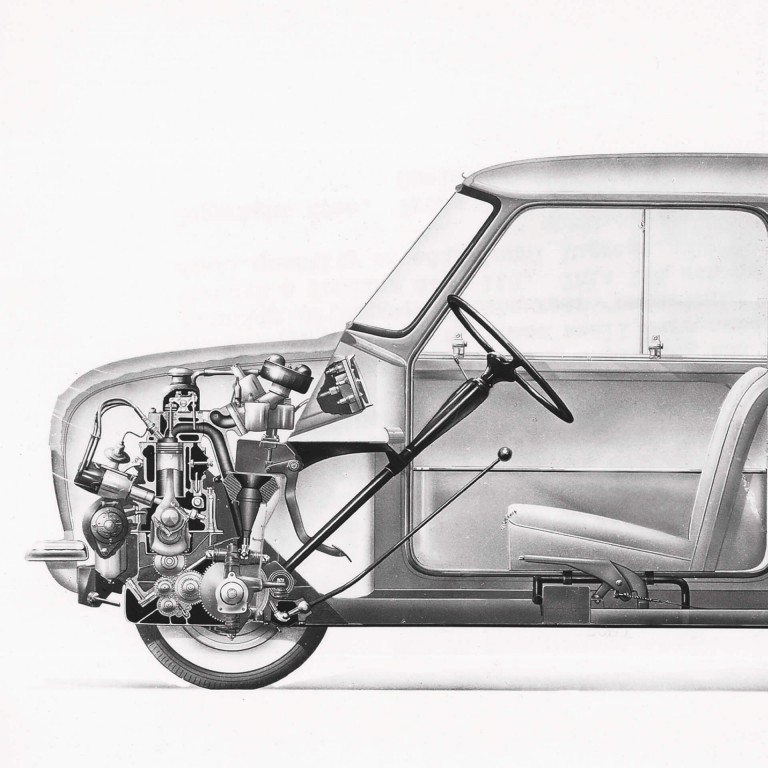 X-ray image of a classic Morris Mini-Minor.