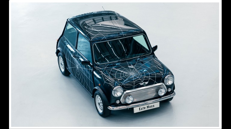 High-angle photo of the the MINI Cooper Spider by Kate Moss.
