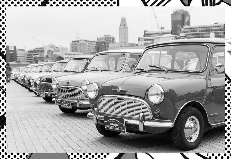 Japanese Minis at the Yokohama Historic Car Day.