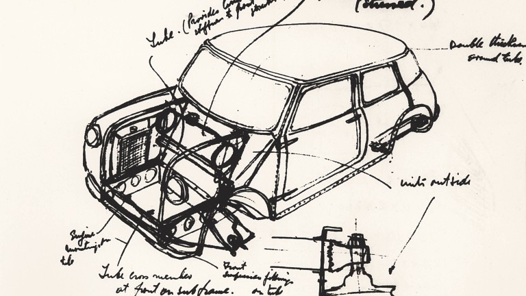 Prototype Mini project drawing by Sir Alec Issigonis in 1959.