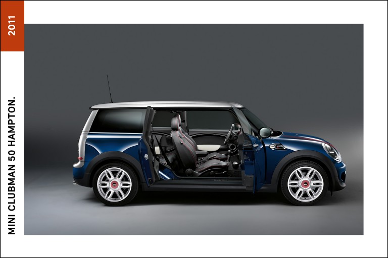 The MINI 50 Clubman Hampton Edition (2011) which celebrated the 50th anniversary of the introduction of the Austin Countryman and Morris Mini Traveller.