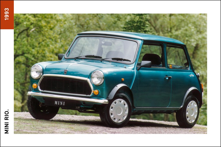 The 1993 Mini Rio, available in Bright Turquoise Blue, or Dark Caribbean blue. 
