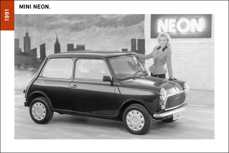 The Mini Neon, a true tribute to the 80’s, in shimmering Nordic Blue, from 1991.