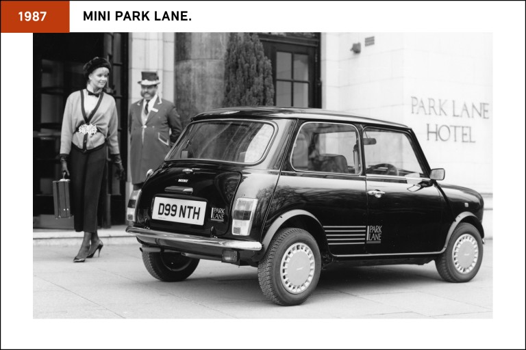 The distinctively black Mini Park Lane, from 1987.