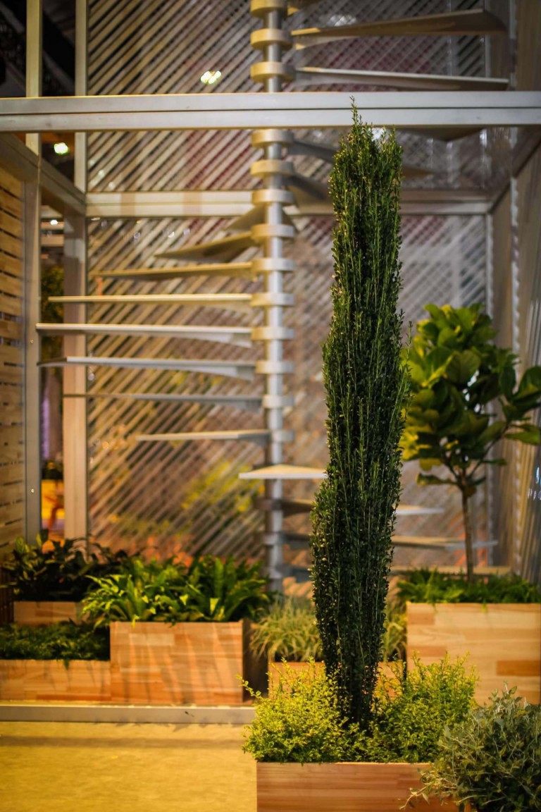 Plants in the 'Urban Nest' installation created by architecture firm Penda for MINI LIVING's Shanghai Mini Life Exposition. 