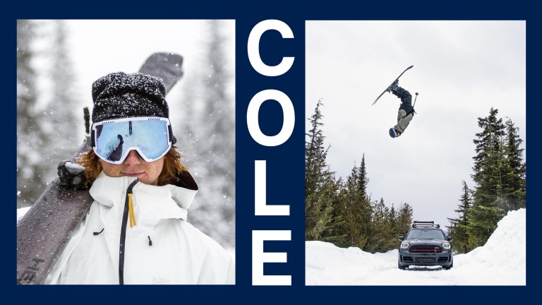  A Portrait of Cole Richardson, and an image of Cole Richardson jumping over a MINI John Cooper Works Countryman ALL4.