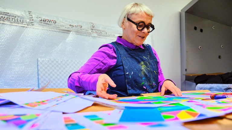 Morag Myerscough at her work space.