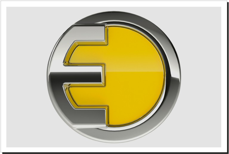 Image of the “E”-MINI sign that stands for electric models. 