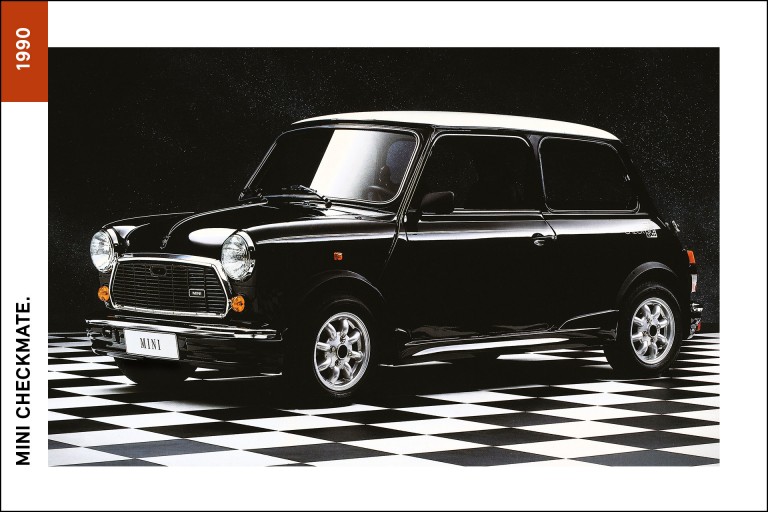 The Mini Checkmate, 1990, came with Minilite wheels and a white roof.
