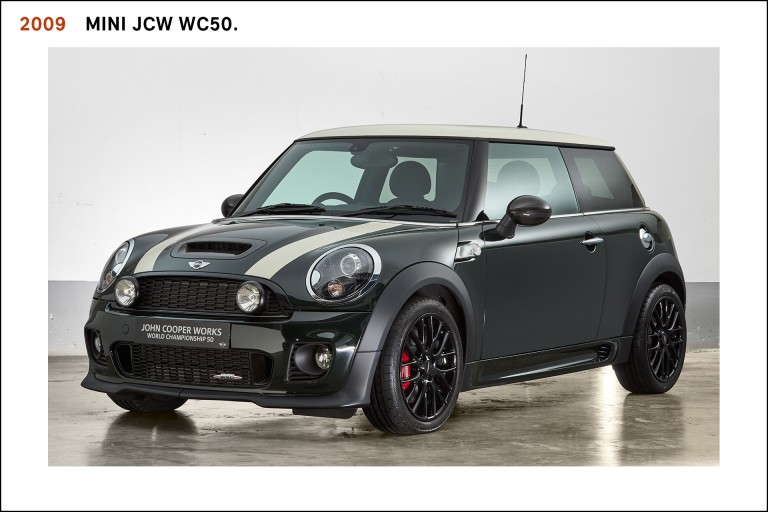 The MINI John Cooper Works World Championship 50, sporting a 211-hp (155-kW) four-cylinder engine, from 2009.