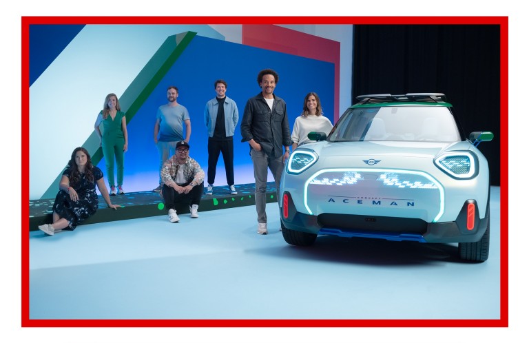 There is no I in Aceman: MINI Chief Designer Oliver Heilmer (left of the car) with his team. Together they have designed the MINI Concept Aceman - an inspiring preview of the first all-electric, urban MINI crossover.   